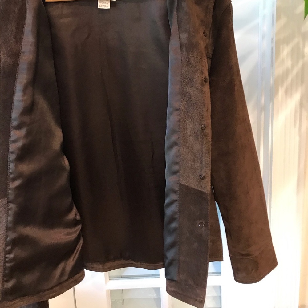 Vintage Chocolate Brown Leather Button Down Jacket - image 7